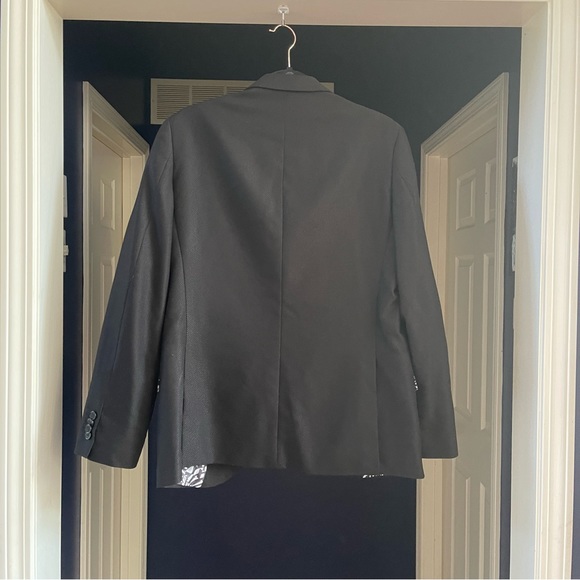 Savile Row Co Slim Fit Peak Lapel Micro Check Blazer - Picture 5 of 8